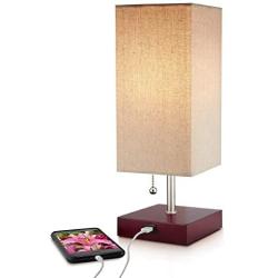 Modern Brown Small Table Lamp w USB Quick Charging Port, Great for LED Bedside, Desk, Bedroom, and Nightstand Lamps or Other Table Lights, Buy 2 or More for 5% Checkout Discount