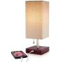 Modern Brown Small Table Lamp w USB Quick Charging Port, Great for LED Bedside, Desk, Bedroom, and Nightstand Lamps or Other Table Lights, Buy 2 or More for 5% Checkout Discount