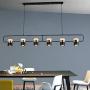 Modern 6-Light Kitchen Island Chandelier, Black Farmhouse Adjustable Metal Shades Pendant Lighting, Vintage Industrial Linear Ceiling Fixture Hanging Light for Dining Room, Pool Table, Bar