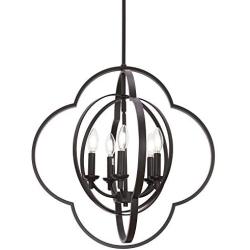 VINLUZ 5-Light Farmhouse Chandeliers Lighting Fixtures Globe Sphere Dining Room Hanging Lamp, Rustic Pendant Lights Orbit Ceiling Light Fixtures for Foyer Kitchen Island Entryway