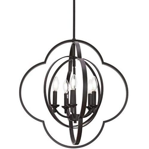 VINLUZ 5-Light Farmhouse Chandeliers Lighting Fixtures Globe Sphere Dining Room Hanging Lamp, Rustic Pendant Lights Orbit Ceiling Light Fixtures for Foyer Kitchen Island Entryway