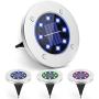 Solar Ground Lights Outdoor 4 Pack, 8 LED Colored Solar Disk Garden Lights Waterproof Inground Landscape Lighting for Yard Deck Lawn Patio Pathway Walkway Driveway with Multiple Changing Colors