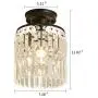 Semi Flush Mount Crystal Chandelier，Modern Black Ceiling Light Fixture，Ceiling Lamp for Farmhouse Hallway Entryway Kitchen Dining Room Closet