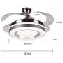 Modern Ceiling Fan Lights with Remote, Retractable Fan Chandelier with Clear ABS Blades, LED 3 Colors Changing Ceiling Fans with Light Decorate for Living Room/Dining Room/Bedroom, 42 Inch(Silver1)