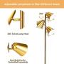 Tangkula 3-Light Floor Lamp, 64” Mid Century Modern 3 Light Tree, Standing Tall Pole Lamp with 3 LED Bulbs and Adjustable Heads, Reading Light for Living Room & Bedroom, 360 Lighting (Antique Brass)