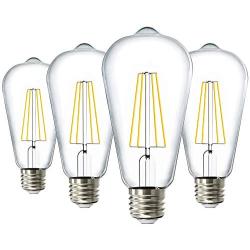 Sunco Lighting 4 Pack ST64 LED Bulb, Dusk-to-Dawn, 7W=60W, 4000K Cool White, Vintage Edison Filament Bulb, 800 LM, E26 Base, Outdoor Decorative String Light - UL, Energy Star