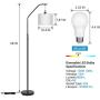 DEWENWILS ARC Floor Lamps for living room, Modern Floor Lamp with 10W LED Dimmable Bulbs,Tall Lamp with White Linen Shade for Bedroom,Reading Room,Office,
