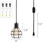 Creatgeek Plug-in Pendant Light with 16Cord and On/Off Dimmer Switch, Industrial Rustic Hanging Ceiling Lamps, Perfect Lighting Fixture for Kitchen Island Dining Room Living Room, Black Finish