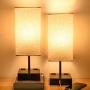 Touch Control Table Lamps Set with 2 USB Ports, 2 AC Outlet, 3 Way Dimmable Bedside Nightstand Lamp Modern Desk Lamp Reading Lamp with Fabric Shade for Bedroom Living Room Office (Bulb Included)