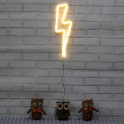 Neon Signs Lightning Bolt Battery Operated and USB Powered Warm White Art LED Decorative Lights Wall Decor for Living Room Office Christmas Wedding Party Decoration(NELNB)