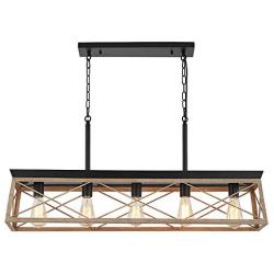 HMVPL Farmhouse Swag Chandeliers, 5-Lights Industrial Pendant Lighting Fixtures, Hanging Ceiling Island Light for Kitchen Dining Room Bedroom Hallway Front Door