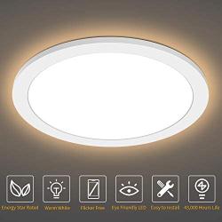 Flush Mount Ceiling Light Fixture, LED Round Ceiling Light for Bathroom Porch, 3000K Warm Light 24W (150W Equivalent) 1680 Lumens Ceiling Lamp for Kitchen, Bedroom, Living Room, Hallway