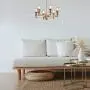 FLSNT 6-Light Vintage Brassy Metal Chandelier for Foyer,Dining Room,Living Room,Adjustable Height(No Bulbs)