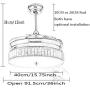 Modern 36inch Invisible Ceiling Fan Light LED Integration 3-Colors and Remote Control ABS Retractable Blades Indoor Silent Running Chandelier Fan for Living room/Bedroom/Restaurant (Silver)