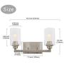 VINLUZ Contemporary 2 Light Bathroom Vanity Lighting with Glass Shade Brushed Nickel Metal Wall Light Fixtures Industrial Rustic Sconces Lighting for Hallway Bedroom Living Room
