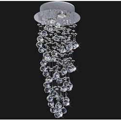 Crystal Rain Drop Chandelier Modern Flush Mount 2-Light Ceiling Light Fixture for Dining Room Bedroom Livingroom (2GU10 Bulbs)
