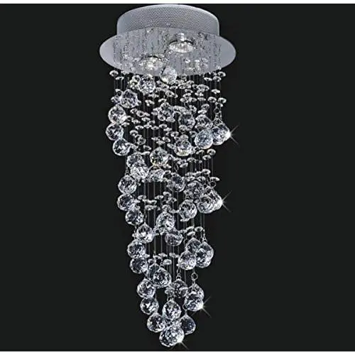 Crystal Rain Drop Chandelier Modern Flush Mount 2-Light Ceiling Light Fixture for Dining Room Bedroom Livingroom (2GU10 Bulbs)