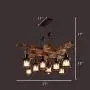 LAKIQ 8-Light Farmhouse Pendant Chandelier Farmhouse Wooden Hanging Island Lighting Fixture Retro Industrial for Kitchen Dining Room Bar Restaurant