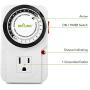 BN-LINK 24 Hour Plug-in Mechanical Timer Grounded Aquarium, Grow Light, Hydroponics, Pets, Home, Kitchen, Office, Appliances, UL Listed 125VAC, 60 Hz, 1875W, 15A, 1/2HP (1)