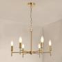 Chandelier Contemporary 6 Lights Brushed Brass Modern Pendant Lighting Ceiling Light Fixture, Indoor Candle 21'' Chandelier for Dining Room, Bedroom, Living Room, Kitchen,Foyer and Entryway