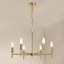 Chandelier Contemporary 6 Lights Brushed Brass Modern Pendant Lighting Ceiling Light Fixture, Indoor Candle 21'' Chandelier for Dining Room, Bedroom, Living Room, Kitchen,Foyer and Entryway