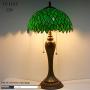 Tiffany Style Table Lamp Green Wisteria Stained Glass Lampshade W12H22 Inch S523 WERFACTORY Lamps Lover Friends Kids Bedroom Living Room Office Study Desk Lighting Art Crafts Gifts Antique Resin Base