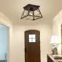 Q&S Flush Mount Ceiling Light Fixture , Farmhouse Vintage Ceiling Lights,Industrial Metal Ceiling Lamp for Hallway, Entryway, Bathroom ORB+Brush Brown,1 Light E26