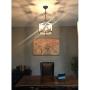Retro Cottage Wooden Chandelier with 3-Light, Lantern Design, Distressed White Wood Pendant Light for Dining Room, Living Room, Foyer