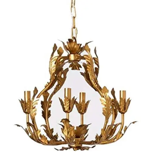 Tole Chandelier Italian Gold Iron Pendant Lamp Light Opalhouse Dining Room Decor