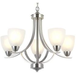 VINLUZ 5 Light Contemporary Chandeliers Brushed Nickel Modern Light Fixtures Ceiling Hanging Industrial Pendant Lighting for Foyer Bedroom Dining Room Bathroom