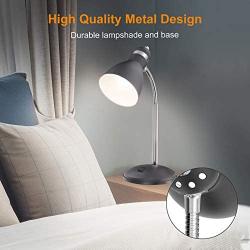 LEPOWER Metal Desk Lamp, Eye-Caring Table Lamp, Study Lamps with Flexible Goose Neck for Bedroom and Office ( Sandy Black)