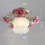 Tochange Romantic Rose Crystal Ceiling Light Lamp Pastoral Rustic Floral Flush Mount Ceiling Lamp for Living Room Bedroom Dining Room Ceiling Light Lighting Fixture,110-240V,E27