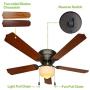 Oil-Rubbed Bronze 52 inch Ceiling Fan with Light, 3 Speed Ceiling Fan with Reversible Blades for Living Room, Bedroom, Basement, Kitchen, Garage