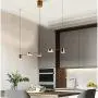 LAKIQ Modern Linear Pendant Lighting Fixture 3/5 Lights LED Chandelier Hanging Ceiling Light for Dining Table Living Room Kitchen Island(Gold,5 Lights,Warm Light)