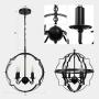 4-Light Farmhouse Vintage Chandelier Black Rustic Chandelier Metal Hanging Light Fixture for Dining Room Kitchen Living Room Bedroom Foyer