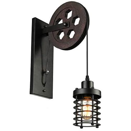 BAYCHEER Vintage Personality Lift Pulley Design Wall Light Industrial Creative 1 Light Indoor Wall Sconce Lighting for Restaurant, Hallway,Living Room, Dining Room BAYCHEER Vintage Personality Lift Pulley Design Wall Light Industrial Creative 1 Light Indoor Wall Sconce Lighting for Restaurant, Hallway,Living Room, Dining Room