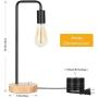 Industrial Table Lamp Vintage Table Lamp, Bedside Table Lamp with Wooden Base Desk Lamp for Living Room, Bedroom, Office, Dorm