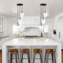 MOTINI 3 Light Cluster Pendant Lighting for Kitchen Island, Black and Brushed Nickel with Clear Glass, Dining Room Lighting Fixture Hanging Chandelier