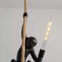 IJ INJUICY Monkey Pendant Light, Resin Hanging Lamp, Hemp Rope Ceiling Light Fitting for Kitchen, Bedroom, Living Dining Room, Corridor, Restaurant, Bar (Black)