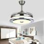 Southerns Lighting 36 Inch Modern Invisible Ceiling Fans with Light Retractable Blade Modern Ceiling Fan Chandelier Remote Control Lights for Living Room Bedroom LED Light with Fan (Silver-03)