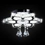 Qihang Modern Crystal LED Chandelier Flower Shaped Pendant Light Flush Mount Ceiling Lamp Fixture for Dining Room Bedroom Living Room Study Room（Cool White/Non-dimmable)