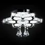 Qihang Modern Crystal LED Chandelier Flower Shaped Pendant Light Flush Mount Ceiling Lamp Fixture for Dining Room Bedroom Living Room Study Room（Cool White/Non-dimmable)