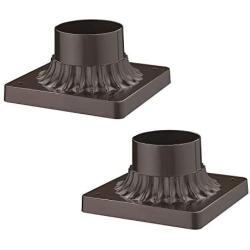 Odeums Pier Mount for Post Light, Exterior Pier Mount Adapter with Oil Rubbed Bronze Finish (Oil Rubbed Bronze, 2 Pack)