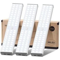 LED Closet Light Motion Activated - 30 LED Under Cabinet Lights Rechargeable with Remote Control,Stick-on Anywhere Wireless Motion Sensor Lights for Hallway Cabinet Stairway Wardrobe Kitchen (3 Pack)