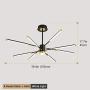 Modern LED Chandeliers,Garwarm 8-Lights Sputnik Pendant Lighting,Flush Mount Ceiling Hanging Lamp Fixture for Bedroom Livingroom Dinning Room,Black+Gold