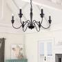 Wellmet 6-Light Farmhouse Chandelier, Black Chandeliers for Dining Room Lighting Fixtures Hanging, Kitchen Island, Rustic Industrial Iron Chandeliers for Foyer, Living Room, Bedroom (Black, 28 inch)