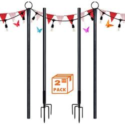 SURNIE String Light Poles for Outdoors (2 x 9 ft) Stainless Steel Connection Pole Patio Lights Halloween LED Hanging Solar Bulbs House Garden Wedding Cafe Party…