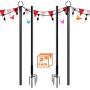 SURNIE String Light Poles for Outdoors (2 x 9 ft) Stainless Steel Connection Pole Patio Lights Halloween LED Hanging Solar Bulbs House Garden Wedding Cafe Party…