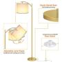 Rottogoon Floor Lamp for Living Room, LED Standing Lamp with 2 Lamp Shades Tall Industrial Floor Lamp Reading for Bedroom, Office, Study Room (9W LED Bulb, Beige & White Shades Included) -Gold