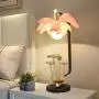 Bedside Table Lamp Chinese Style Table Lamp Living Room Bedroom Bedside Lamp Pink Lotus Flower Lamp Ceramic Lotus Leaf Combination Base Buddha Lotus Light Side Table Lamp